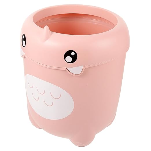 Happyyami Cute Boys and Girls Decorative Trash Can Cartoon Dinosaur Wastebasket Clamp Ring Small Waste Basket for Bedroom