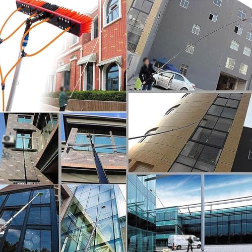 Glass Cleaning Brush Home Water Fed Telescopic Pole Kit Solar Panel Brush Rotating for Photovoltaic PanelSolar Panel Cleaning Kit Extendable Window Cleaning Pole with Water Fed Telescopic B