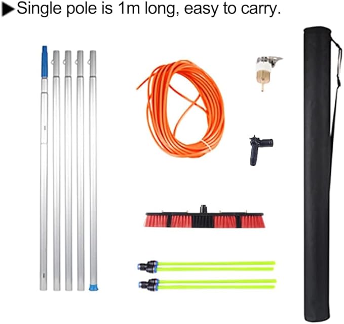 3-12m Window Cleaning Water Fed Poles Water Fed Telescopic Brush Extendable Cleaner Conservatory Roof Cleaning Photovoltaic and Solar Panels 5m Rod 50cm Brush Head