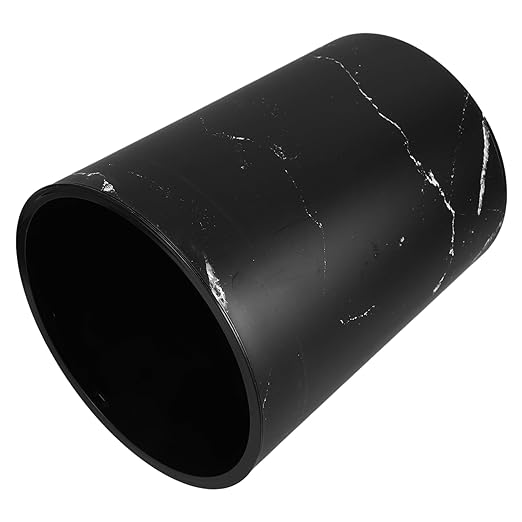 ABOOFAN Large Capacity Marble Pattern Wastebasket with Press Ring Round Plastic Garbage Bin for Bathroom Office and Bedroom Use Modern Design Trash Container