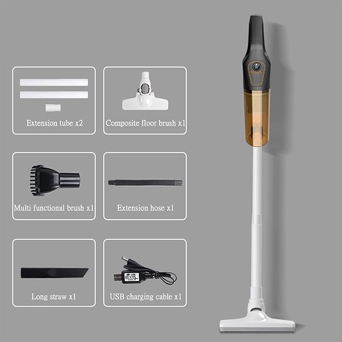 Cordless Stick Vacuum 120W Powerful Suction Handheld Vacuum 3-Speed Cleaner for Carpet and Hardwood Floor DebrisDustsPet Hair