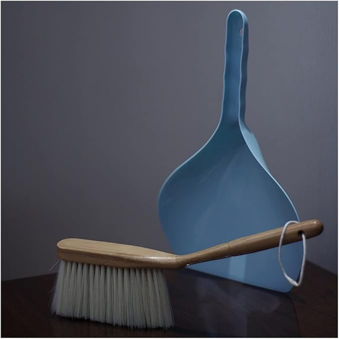 VALGRE Precipitator Handheld Comfort Grip Dustpan and Brush Set Dust Pan and Hand Broom for Home RV Pet Lovers Cleaning Tools Long Wood Handle dust Catcher(Green)