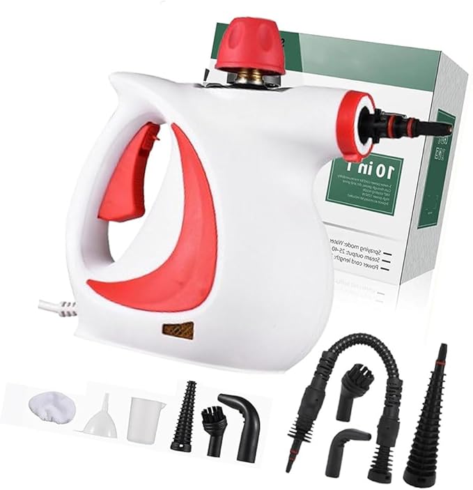 Handheld Steam Cleaner 10 in 1 Handheld Pressure Multi Purpose Cleaner Home Use (Red)