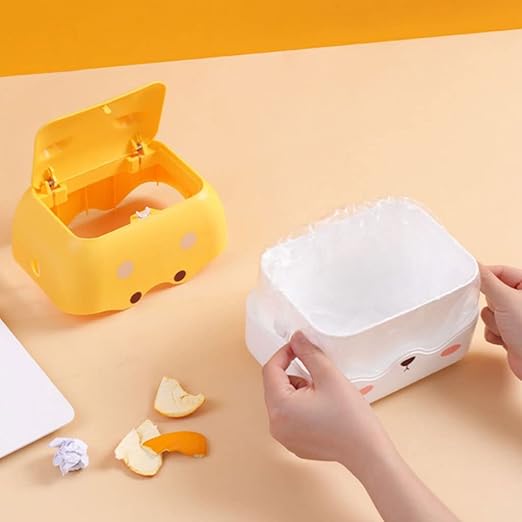 GERRIT Simple Desktop Trash can Cute Plastic Waste bin Rectangular Mini Wastebasket with lid Tissue Box Bathroom Bedroom Home Office Practical