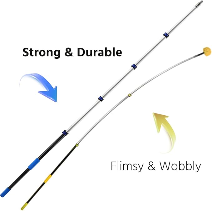 23FT High Reach Cobweb Duster with Extension Pole Spider Web Brush with Lightweight 4-16.5 ft Telescoping Pole Soft Bristles Webster Cobweb Duster for Outdoor Indoor Cleaning