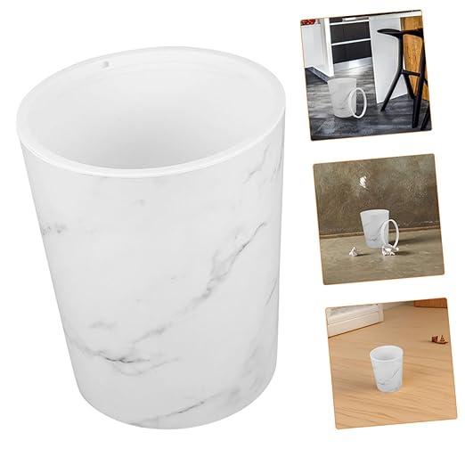 PRETYZOOM Marble Pattern Waste Basket Large Capacity Plastic Kitchen Trash Can for Bathroom Home