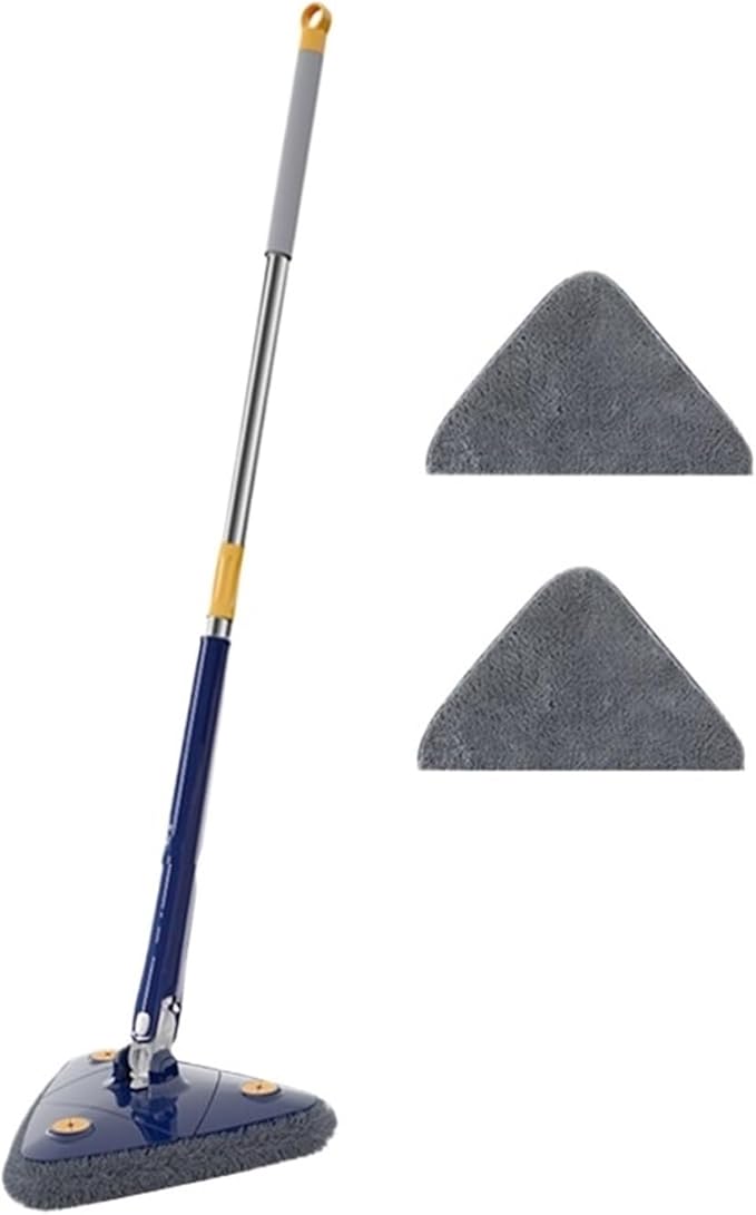 Extended Triangle Mop 360 Twist Squeeze Wringing XType Window Glass Toilet Bathrrom Floor Household Cleaning Ceiling Dusting(Blue)