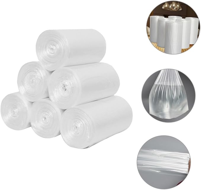 BESPORTBLE 6 Rolls Thickened Plastic Garbage Bags for Kitchen and Bathroom 45x50cm Flat Mouth Disposable Trash Bags Home Use with Perforated Tear Line