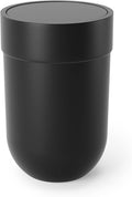 Umbra Touch Trash Can Small 1.6-Gallon Garbage Bin with Swing Lid Waste Basket for Bathroom or Office Black