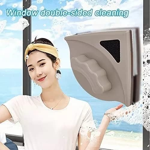 Magnetic Window Cleaner Double Sided Window Cleaner with Abs Plastic Shell Rubber Magnetic Glass Wiper Adjustable Magnetic Washing Brush Equipment for Home High Rise Window(Red)