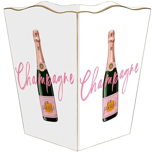Marye-Kelley Champagne Please Wood Wastepaper BasketHandmade in The USA Wastebasket for Bedroom Bathroom Living Room Office Kitchen