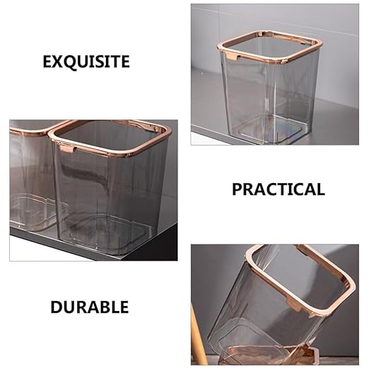 Kichvoe Portable Transparent Trash Waste Bin for Home Office Simple Design for Bedroom Kitchen Rubbish Container for Organization