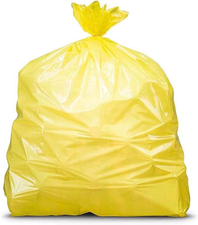 Plasticplace T55120YL 55-60 Gallon Trash Bags │ 1.2 Mil │ Yellow Heavy Duty Garbage Can Liners │ 38” x 58” (50 Count)