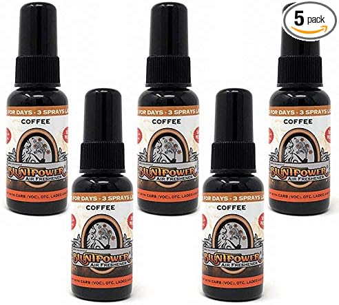 BluntPower (Coffee 5 Pack) Concentrated Air Freshener - Premium Oil Based Air Freshener Spray For Home and Car - Long-Lasting Bathroom Spray Car Freshener &amp Odor Eliminator Spray