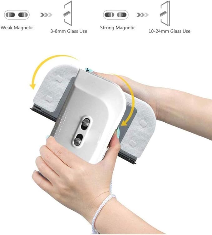 White Double-sided Wipe Window Cleaner for Single Glazing Fit to Thickness Glider Washing Glass Cleaning Brush Tools for