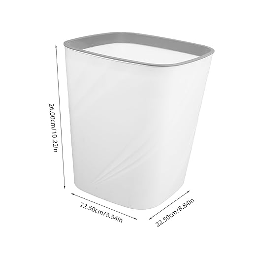 Large Capacity White Plastic Trash Can Open Top Wastebasket for Home Office Kitchen Bathroom Bedroom and Easy to Clean Garbage Container