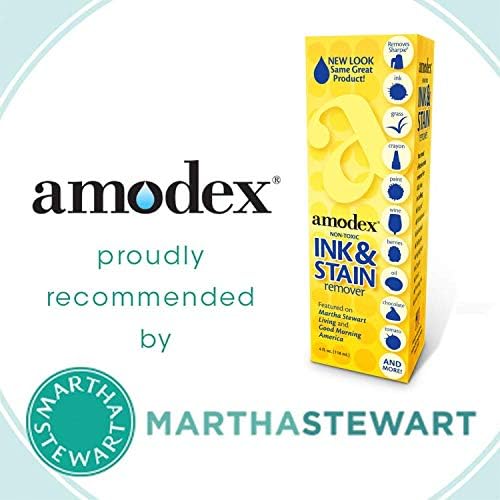 Amodex Ink and Stain Remover – Cleans Marker Ink Crayon Pen Makeup from Furniture Skin Clothing Fabric Leather - Liquid Solution - 4 fl oz Bottle - (Pack of 4)