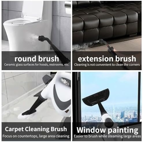 Multi-Purpose Handheld Steam Cleaner 350ml Pressurized Steamer with 9 Accessories for Home Floor Upholstery Grout &amp Car Cleaning - Powerful &amp Versatile
