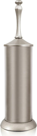Stain Nickel Toilet Brush and HolderExtra Long Handled Toilet Brush for BathroomStainless Steel Heavy Duty Toilet Bowl BrushDeep Cleaning Modern Toilet Cleaner Brush -Space Saving Covered Brush