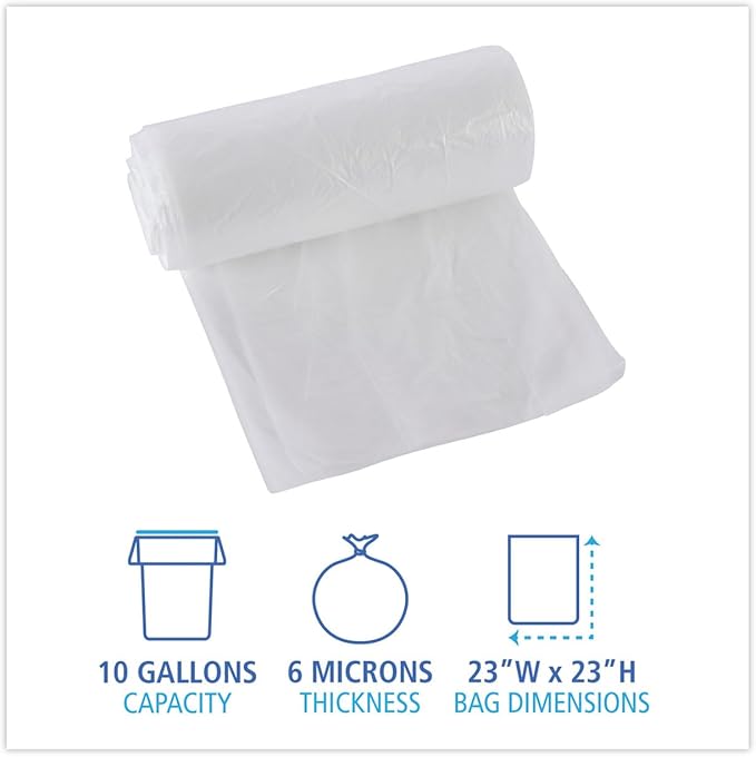 Light-Duty Trash Bags | 6–10 Gallon Natural Garbage Bags | 1000 Count Bulk Can Liners