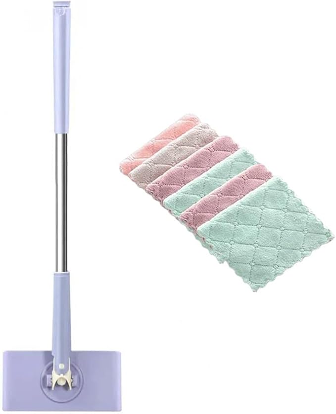 Snap Grip Mini Mop Convenient Cloth Changing Mini Mop Retractable Gap Dust Cleaner Flat Mops with Locking Head &amp Sweeping Cloths 40inch Handle for Multi-Surface No Wash(Purple 70cm)