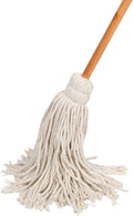 Large Wet Deck Cotton Mop with Solid Wood Handle (11 Oz White)