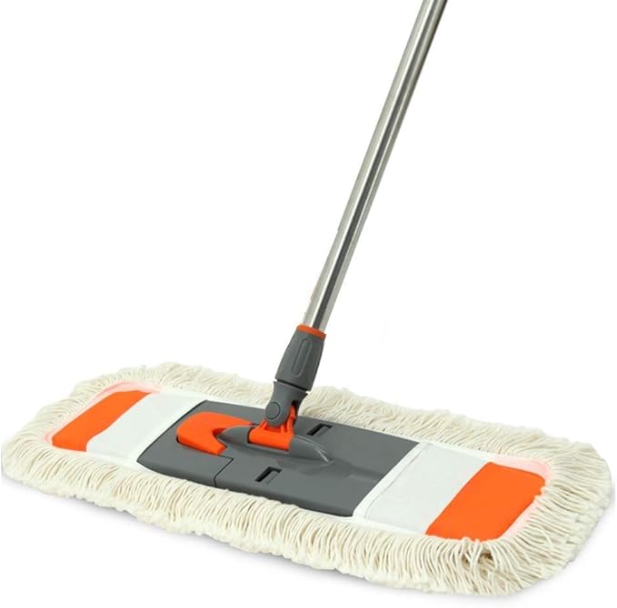 Mop - Washable Pads Rotation Dust Flat Mop with Long Stainless Steel Handle