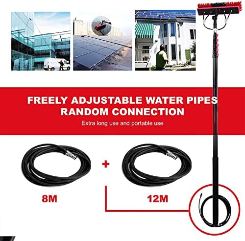 Glass Cleaning Brush Home Water Fed Telescopic Pole Kit Solar Panel Brush Rotating for Photovoltaic PanelWater Fed Pole Kit Extension Pole Outdoor Window Washer Wand Brush Solar Panel Clea