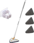 360° Swivel Telescopic Triangle Mop Cleaning Adjustable Squeeze Wet and Dry Using Absorbent Household Floor Tools(White 3pcs Cloth)