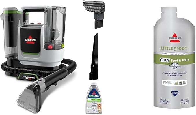 BISSELL Little Green ProHeat SmartMix Portable Deep Cleaner + BISSELL Little Green Pro Oxy Spot &amp Stain Super Concentrate for Portable Deep Cleaners