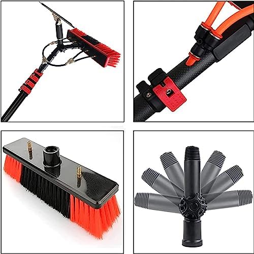 Glass Cleaning Brush Home Water Fed Telescopic Pole Kit Solar Panel Brush Rotating for Photovoltaic PanelWindow Cleaning Rod with Squeegee and 20M Hose 36ft Solar Panel Glass Cleaner
