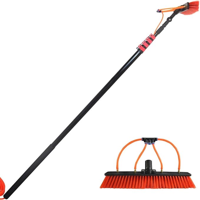 Window Cleaning Brush Telescopic Window Cleaning Pole Window Cleaner Kit Water/Hose Fed Pole Cleaning Photovoltaic and Solar Panels 9M (9M)