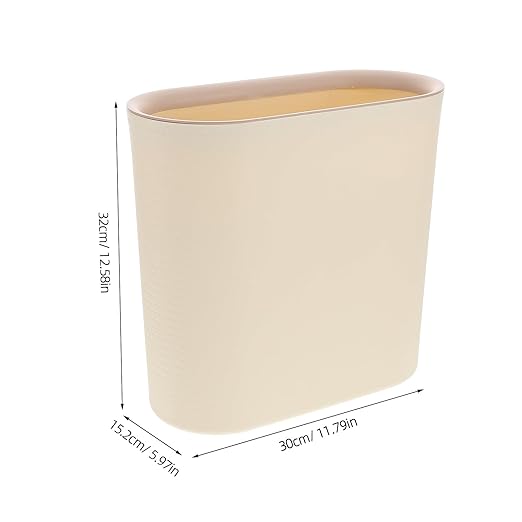 Alipis Large Narrow Space Trash Can with Press Ring for Secure Bag Fit Lidless Design for Odor Reduction Wide Capacity Wastebasket for Bathroom Kitchen Living and Office Use