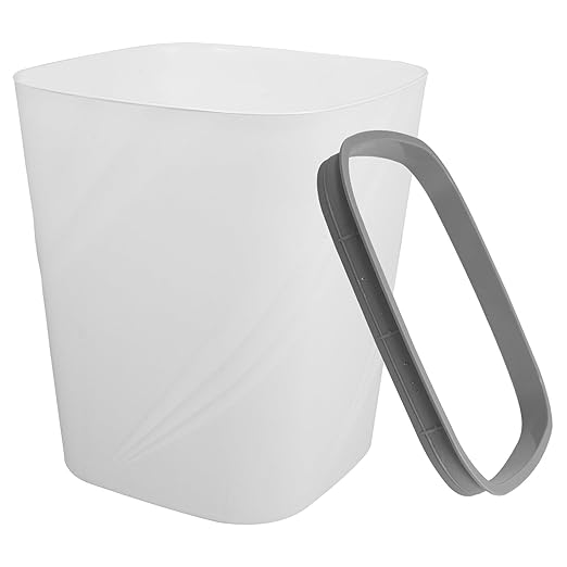 NUOBESTY Large Capacity Trash Can Plastic Garbage Bin with Press Ring for Secure Trash Bag Placement Small White Wastebasket for Home Office Kitchen Bathroom Living