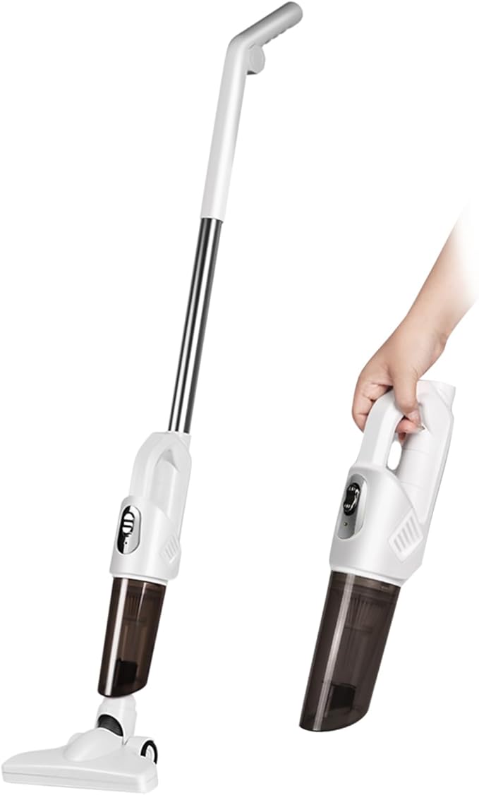 Tnfeeon Vacuum Cleaner 20000PA Powerful Suction Rechargeable Stick Vacuum Cleaner 2 in 1 Portable Low Noise Large Capacity Handhold Car for Home Office Car (Silver)