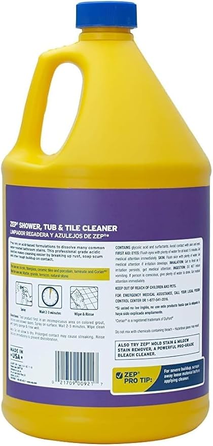 Zep Grout Cleaner + Shower Tub and Tile Cleaner ZU104632 32 oz and ZUSTT128 1 gal - Deep Cleans Grout Lines Removes Soap Scum Calcium Limescale and Dirt
