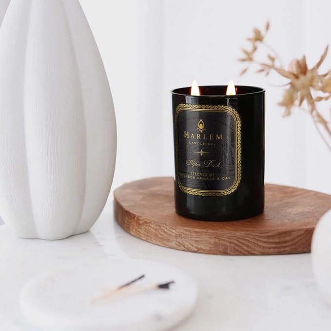 HARLEM CANDLE CO. After Dark - Luxury Scented Soy Candle 11 oz - 80-Hour Burn Time | Bergamot Saffron Bourbon Vanilla Oak | Scented Candles for Home