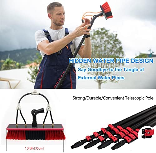 Telescopic Glass Cleaning BrushWater Fed Pole Kit 3.6M 5. 6M 7.2M 9M 11M Outdoor Window Cleaning Pole Water Fed Telescopic Brush with Hose Spray Solar Panel Cleaning Sys7.2M