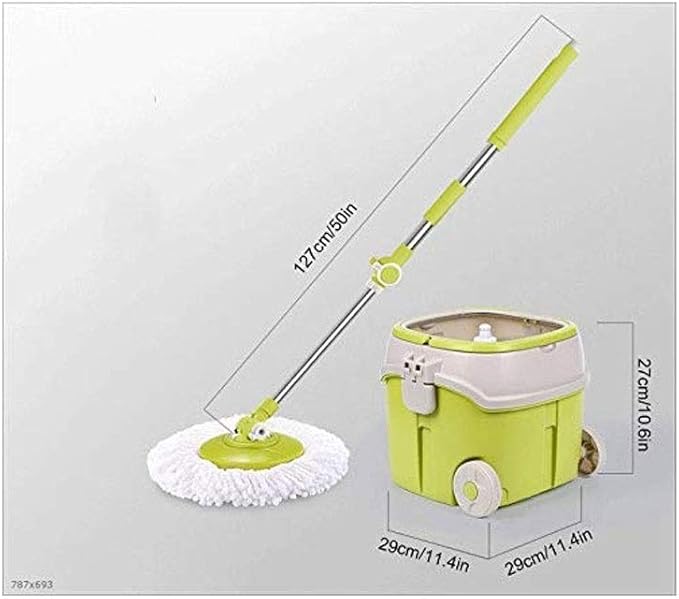 MopSpin Bucket Floor Cleaning System with Extended Adjustable Handle and Microfiber Pads