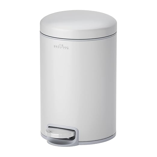 mVm Bathroom Garbage Can3.2 Gallon/12 Lliter Round Stainless Steel Trash CanStep Small Trash Can with Lid and Foot PedalSoft-CloseAnti-Fingerprint.for BathroomBedroomOfficeLiving Room(Gray)