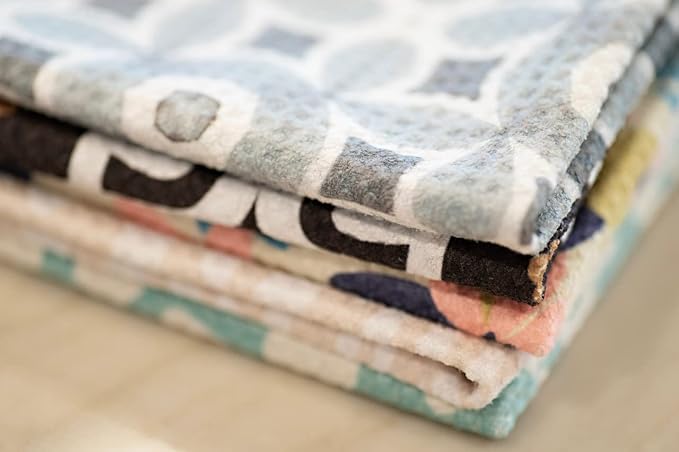 Waffle Weave Dish Cloths || 5 Pack || Highly Absorbent || Double Sided || Soft Premium Microfiber Cleaning Cloth || 12x12 inches (Floral)