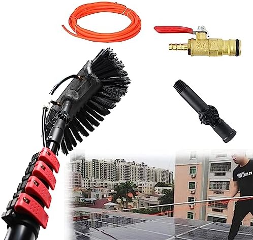 Glass Cleaning Brush Household Water Supply Telescopic Pole Kit Solar Panel Rotating Brush Solar Photovoltaic Panels39.5ft Window Cleaning Rod 6m Roof Cleaning Set Solar Panel C