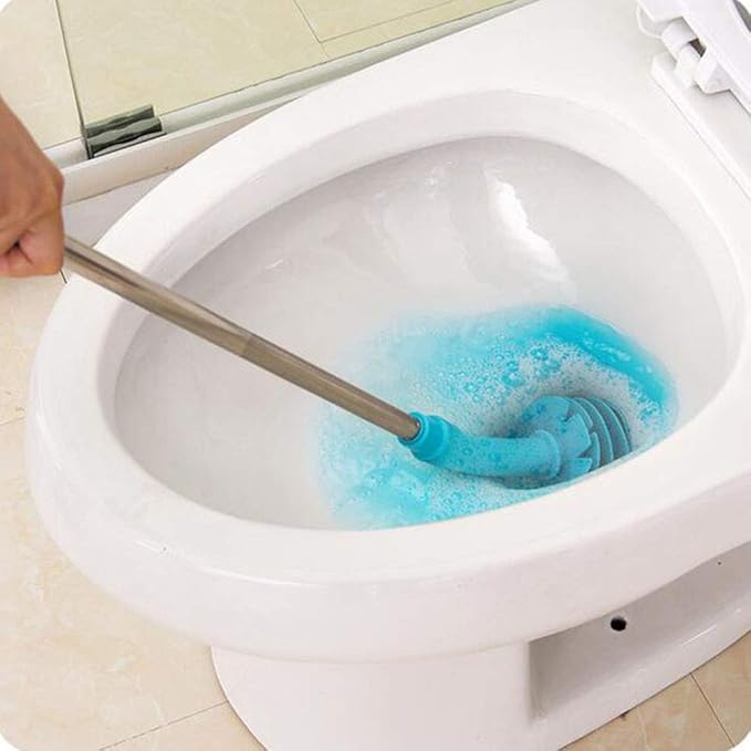 Alvinlite Toilet Plunger Piston Type Toilet Clog RemoverFlexible Rubber Head Stainless Steel HandleToilet Dredge Pipe for Clogged Siphon Toilet