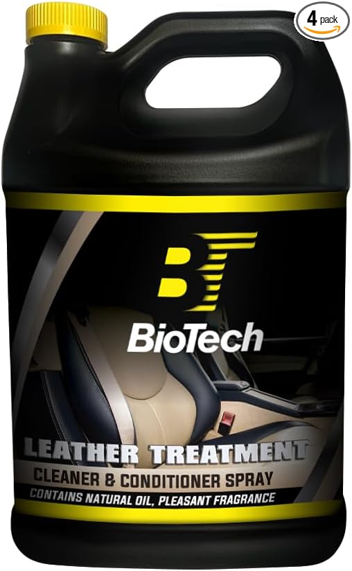 BioTech Leather Cleaner &amp Conditioner clean and shines protects leather UV protection Cleans various types of leather Non greasy and non whitening formula 128 oz (4)