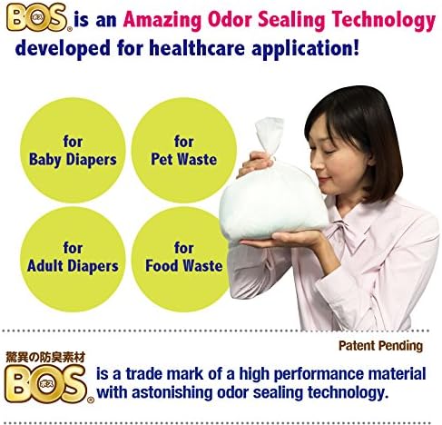 BOS Amazing Odor Sealing Disposable Bags for Diapers Food Waste Ostomy Bags Pet Waste or any Sanitary Product Disposal -Durable and Unscented [Size:M Color:White] (90 count Pack of 2) (180 Bags)