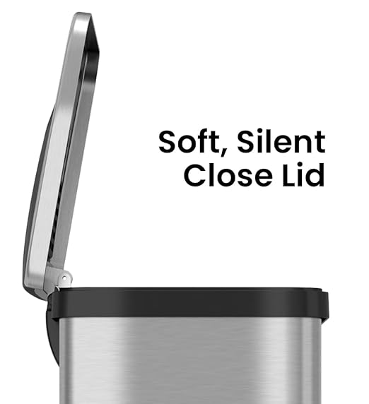iTouchless AutoStep 13 Gallon Automatic Step Sensor Trash Can with Odor Control System Stainless Steel Kitchen Pedal Touchless Garbage Bin Powered by Batteries or AC Adapter (not Included)