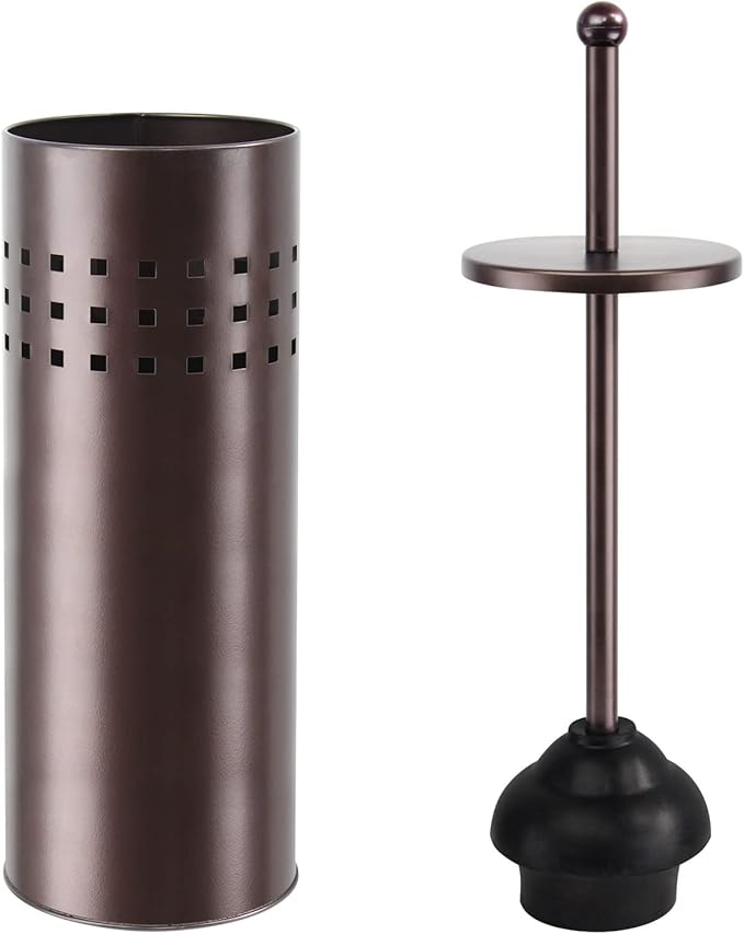 Blue Donuts Toilet Plunger with Holder for Bathroom Multi Drain Suitable Also for Bathtubs Quick Dry Bronze