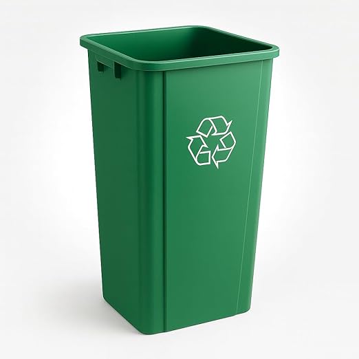 23 Gallon Green Square Plastic Trash Can Heavy Duty | Indoor Outdoor Commercial Waste Container with Optional Lid for Restaurants Parks Schools Public Spaces