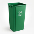 23 Gallon Green Square Plastic Trash Can Heavy Duty | Indoor Outdoor Commercial Waste Container with Optional Lid for Restaurants Parks Schools Public Spaces