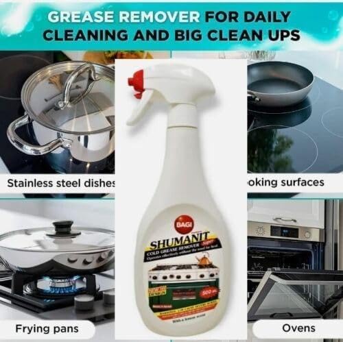 Bagi SHUMANIT - 16.9 Oz Cold Grease Remover. Spray for The immediate Removal of Stubborn and Burnt fats/Grease: 3Pk